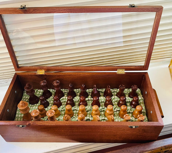 Custom Chessboard with Handcrafted Chess Pieces & Mahogany Case #4,#17