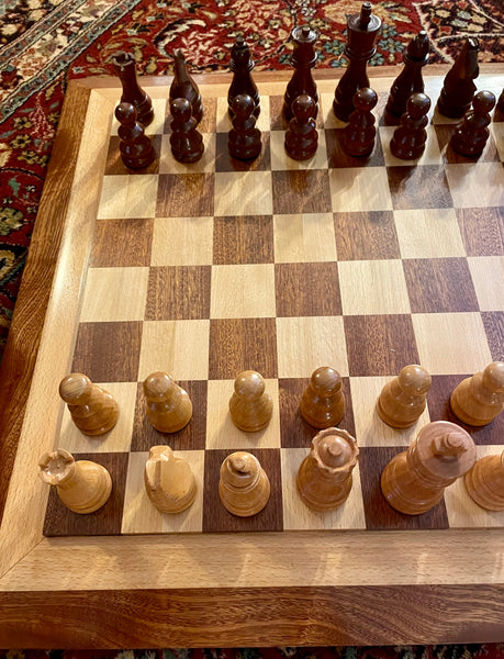 Custom Chessboard with Handcrafted Chess Pieces & Mahogany Case #4,#17